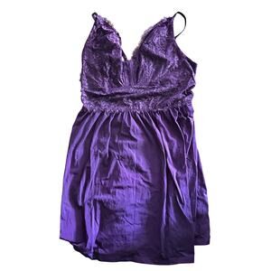 Cacique For Lane Bryant Sleep Dress Nighty Purple Lace Lingerie Plus Size 14/16